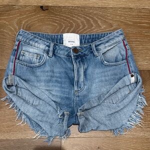One Teaspoon Light Blue Jean Shorts with Red Accents size 25